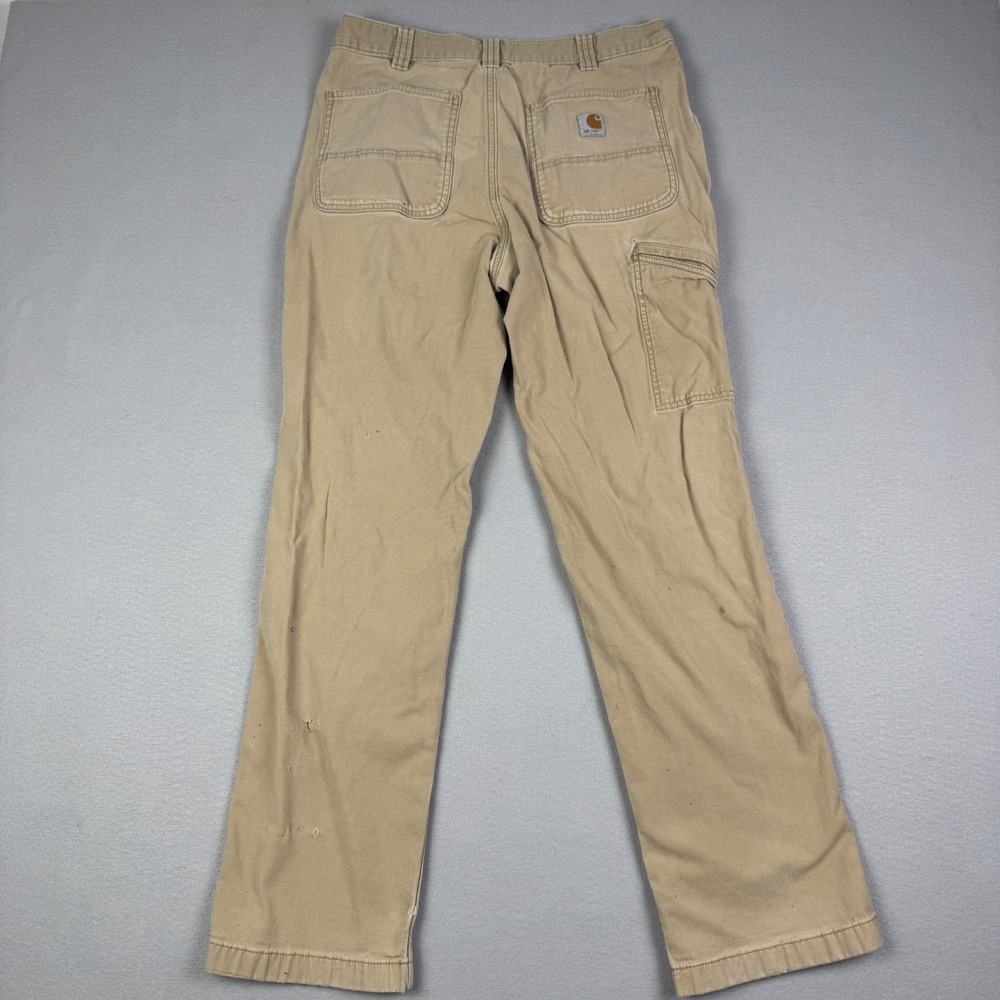 Carhartt Thrashed Relaxed Fit Rugged Flex Rigby Dungaree Tan Pants Mens 33x34 - Picture 4 of 9